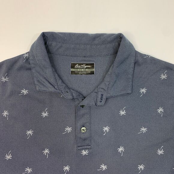 Ben Hogan Performance Polo Shirt Mens L Large Navy Palm Tree Short Sleeve Golf - Picture 3 of 12
